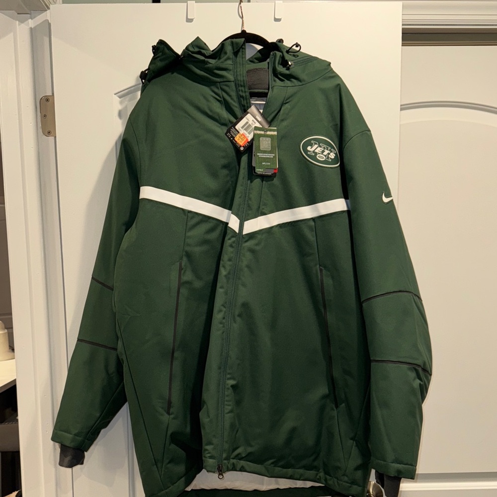 Nike New York Jets Dark Green Performance Jacket with White Accents